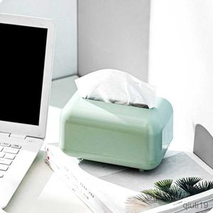 Vävnadslådor servetter Tissue Box Hushållen Anti-damm med locket skrivbord inuti Spring Paper Holder Abs Smooth Edge Tissue Container Home Decor R230715