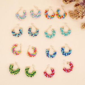 Hoop Earrings Go2Boho Women Golden Plated Stainless Steel Gift Teen Girl Summer Jewelry High Quallity Flowers Beaded Ear Ring