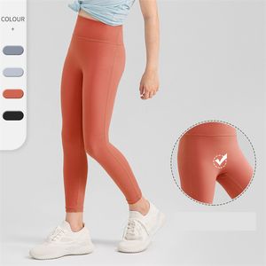 Lu Kids Yoga Pants Push Ups Fitness Leggings Soft High midja Align Legging Hip Lift Elastic T-Line Sports Pants Seamless