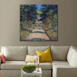 Hand Painted Textured Canvas Art Pathway in Monets Garden at Giverny Ii Claude Monet Painting Still Life Dining Room Decor