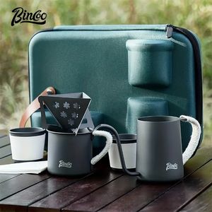 Bincoo Travel Pour Over Coffee Maker Set regalo Tutto in 1 Accessori per caffè Strumenti, Bollitore a collo d'oca in acciaio inossidabile 304, Tazza da caffè Filtri gocciolatore V60 Server di caffè