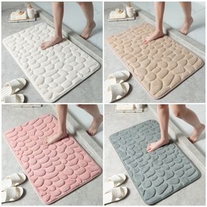 Bath Mats Cobblestone Embossed Bathroom Bath Mat Non-slip Carpets In Wash Basin Bathtub Side Floor Rug Shower Room Doormat Memory Foam Pad 230714