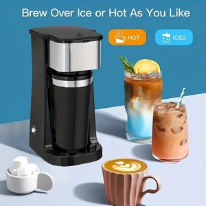 1pc Personal Single-Serve Compact Coffee Maker Brewer Includes 14Oz. Stainless Steel Interior Thermal Travel Mug, Compatible With Coffee Grounds, Reusable Filter