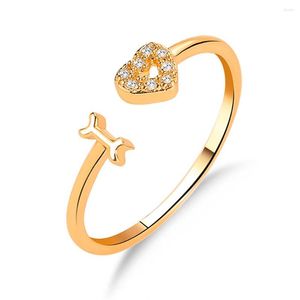 Anéis de casamento Letra do coração simples Zircão para mulheres Moda coreana Eu amo charme jóias de dedos Valentines Gifts Casal Itens 2023