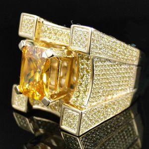 Hip hop rapper ring Men Star Ring Full diamond Square Big Zircon Punk luxurious Jewelry Rapper night club accessories 1467