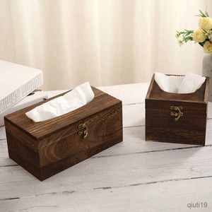 Tissue Boxes Napkins 1PC Useful Wooden Retro Tissue Box Cover Paper Napkin Holder Home Car Decor R230715