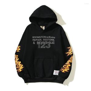 Herren Hoodies Y2K Flamme 123 Druck Vintage Fleece Mit Kapuze Für Männer Harajuku Streetwear Baggy Casual Pullover Sweatshirts Unisex Übergroßen