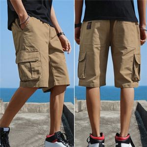 Mens shorts last sommar casual bomullsarbeten byxor knä längd elastisk midja män joggar sweatpants streetwear 230714