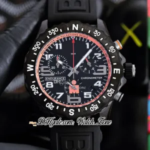 New Endurance Pro 44 Miyota Quartz Chronograph Mens Watch V2 X823109A1K1S1 PVD ​​STEEL ALL BLACK BIG NUMBERマーカーブラックラバーストラップストップウォッチウォッチC133A7