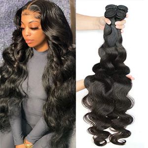 الباروكات الدانتيل 28 30 بوصة حزم الشعر البشرية نسج برازيلي فضفاضة الجسم موجة 3 4 عذراء الخام remy للنساء 230714