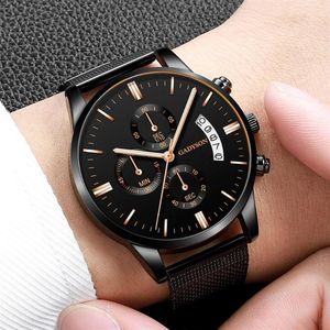 Mens Watch Fashion Luxury Luminous Saatler Erkekler Paslanmaz Çelik Mesh Takvim Kuvars Klasik Klasik Business Relogio Feminino W3210