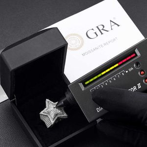 anéis de anel Hiphop homens mulheres jóias finas geladas em ouro banhado 925 Sterling Silver VVS Moissanite Diamond Star Star Ring com Certificado GRA