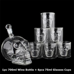 Crystal Skull Head S Glasses Cup Set 700ml Whiskey Wine Glass Bottle 75ml Cups Decanter Home Bar Vodka Drinking Mugs 210827237B