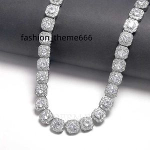 Подвесные ожерелья цена мойассанитовая цепь 12 -миллиметровая квадратная теннисная связь стерлингового серебряного серебра 925 Hiphop Ожерелье
