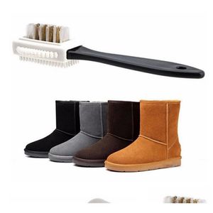 Escovas de limpeza preto 3 escova lateral para sapatos de camurça nobuk botas em forma de s limpador de sapato cuidados de renovação 249 v2 drop delivery home garde dhtcl