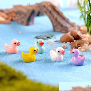 Garden Decorations Yellow Duck Fairy Miniatures Home Ornament Doll Toy Pendant Moss Loven Micro Landscape Natural Harts Arts Crafts Dhngp
