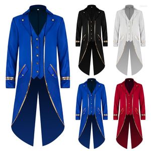 Men's Trench Coats Classic Medieval Men Costume Jacquard Stand Collar Larp Viking Cosplay Jacket Coat Victorian Renaissance Style Clothing
