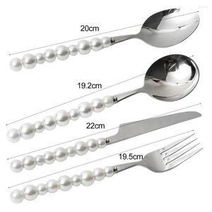 Dinnerware Sets Useful Dinner Spoon Exquisite Table Utensil One-piece Molding Stainless Steel Faux Pearl Cutlery