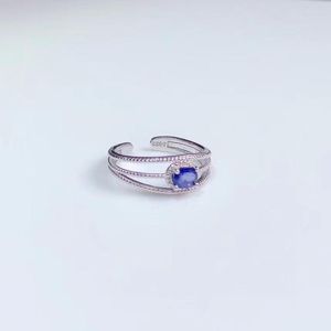 Cluster Rings Charming Blue Natural Sapphire Ring For Women Jewelry Real 925 Silver Platinum Plated Oval Gem Girl Boy Birthday Gift