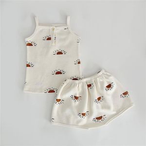 SUROUNE Baby Boy Girl Ubrania Set Summer 04y Baby Soft Cotton Short Sleeve Tops + Shorts Nowonarodzone Zestawy dziecięce