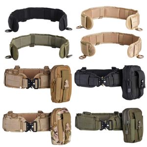 Equipamento de fitness integrado tático cinto de batalha caça molle homens conjunto guerra militar cintura interna com bolsa de ferramentas de telefone para tiro 230715