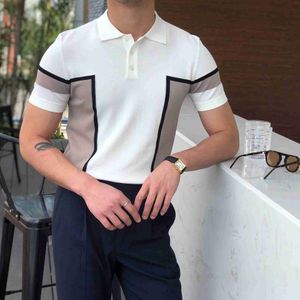 Erkek Tişörtleri Yaz Pamuklu Erkekler Polo Gömlek İş Gündelik Dönüşü Yaka Düğme Tees Fashion Flock Tshirts TOP LCE İpek Kumaş Bluz L230715