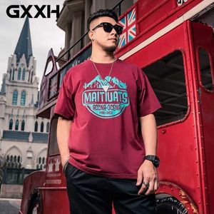 Herrt-shirts gxxh stora mäns mode märke fett kille plus storlek xxl-7xl kortärmad tryckt t-shirt 140 kg sommarbyst 138 cm lösa toppar tee hane l230715