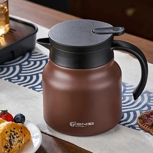 1 peça 800ml/27oz Cafeteira quente, bule de chá marrom para uso doméstico, garrafa térmica de café pequena de viagem com filtro removível de aço inoxidável para bebidas quentes Make Puerh