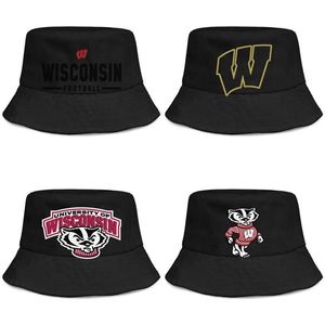 Wisconsin Badgers Football logo mens and women buckethat cool plain bucket baseballcap Gold Mesh333S