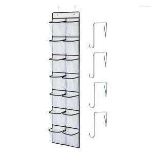 Storage Boxes Door Shoe Organizer 12 Grids Holder Rack Over The Rac Large Pocket With 4 Strong Hooks For