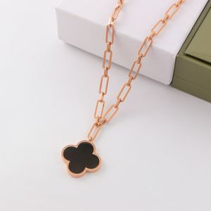 Fashional Luxury Flowers Four-Leaf Clover Pendant Halsband 18K Guld rostfritt stål Nackband smycken för kvinnor gåva bröllopsfest smycken