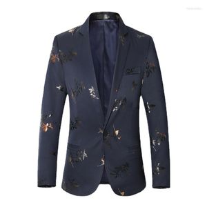 Mäns kostymer 2023 Mens Suit Luxury Prom Men Blazers broderade Navy Blue Coat Tuxedo Homme Slim Fit Blazer Stage Jackets S-5XL