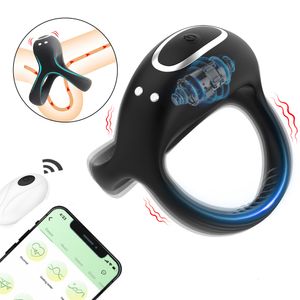 Cockrings Vibrating Cock Ring for Men Silicone Penis Rings Intense Vibration Mens Vibrator Longer Harder Erection Adult Sex Toys 230714