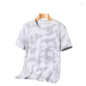Мужская футболка для футболок Men Men Men Summer Fashion Sports Top Top Camouflage Thin Sax Drying Ice Silk Casual с короткими рукавами