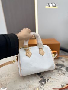 High Quality Designer Genuine oxidize Leather Handbag with strap Women's Classic Boston speedy Shoulder Bag custom initials Stamp