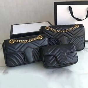 Designer-Geldbörse für Damen, Umhängetaschen, Marmont-Handtasche, klassisch, 3 Größen, Damenmode, Umhängetasche, Leder, Messenger-Einkaufstaschen, Damenbrieftasche mit Staubbeutel