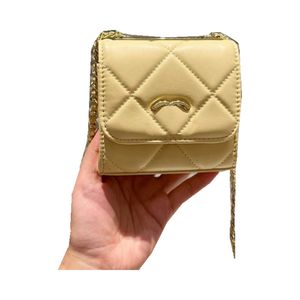 Woc Women Mini Flap Crossbody Bag Matelasse Chain Leather Quilted Vintage Luxury Handbag Evening Travel Clutch Coin Purse Gold Hardware Lettering Sacoche 11CM