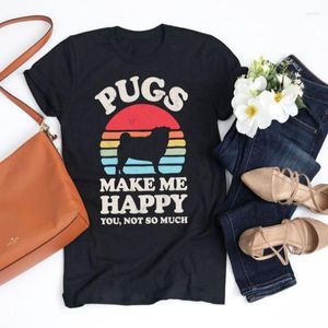 Men's T Shirts Pugs Make Me Happy Cotton T-shirts Kpop Breathable Summer Short-sleev Mens Clothes For Men Zevity Camiseta Hombre Tshirt