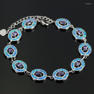 Charm Bracelets JLB-120 Top Quality Blue Opal Purple Cubic Zirconia Jewelry Gift For Girfriend