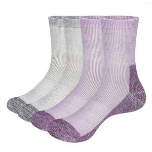 Sports Socks YUEDGE Womens Merino Wool Moisture Wicking Cushioned Mid Calf Crew Outdoor Hiking For Size 34-45 2Pairs