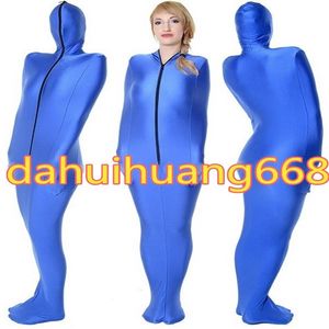 Fantasia de múmia de lycra elastano azul unissex Sacos de dormir roupa de fantasia de múmia com mangas de braço internas custo de cosplay de Halloween 257V
