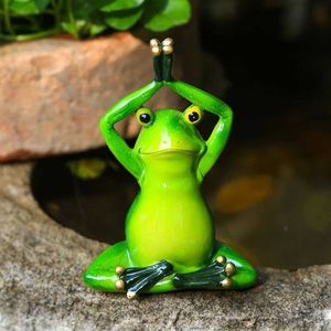 Dekoracje ogrodowe 2 szt. Żywica rzemieślnicze żaba dekoracje ogrodowe joga posąg statua zewnętrzna dekoresin krajobrazu Ozdob