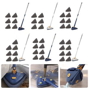 MOPS Telescopic Triangle Mop 360 Roterabel Justerbar golvmopp Vattenabsorption Våt och torr för TUB -kakelgolvväggrengöring 230715