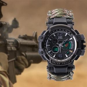 Party Favor Product Explosion Watch Multifunctional Waterproof Military Tactical Paracord Bracelet Camping Hiking Emergency Gear297E