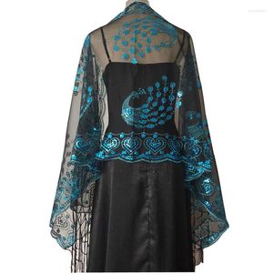 Sjaals Elegante Pailletten Sjaals Sexy Kwastje Vrouwen Mode Phoenix Borduur Sjaal Party Banket Avondjurk Capes Mantel Ponchos