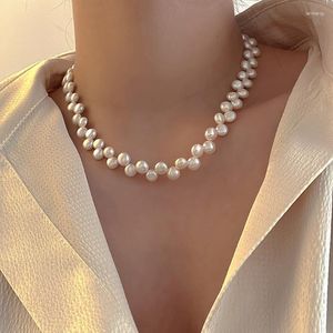 Choker Allme Wysokiej jakości prawdziwy słodkowodny Pearl Peaded Naszyjnik dla kobiet Oświadczenie Partia Niewystarczająca biżuteria