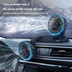 Electric Fans 12V 24V bilfläkt Kylbilsbil Fan Dual Head USB Car Fan Justerbar Auto Cooler Air Fan Car Accessories Wind Regulation