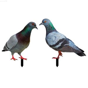 Garden Decorations 2 Pcs Banner Yard Ornament Outdoor Adornment Decoration Sculpture Ornaments Lawn Garden Dove Insert Statue Sign Stake L230715