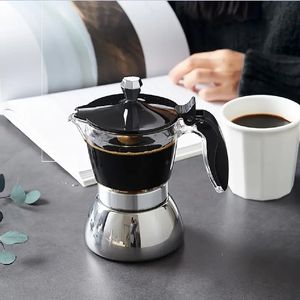 1 st ny transparent visuell moka potten, 4/6 kopp spovetop espresso maker, kubansk kaffe percolator maskin premium moka italiensk espresso kaffe maker