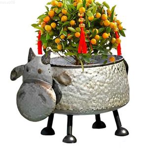 Garden Decorations Creative Animal Shaped Flower Planter Metal Pet Dog Potted Garden Yard Decor Plant Container Holder For Outdoor Indoor Plants L230715